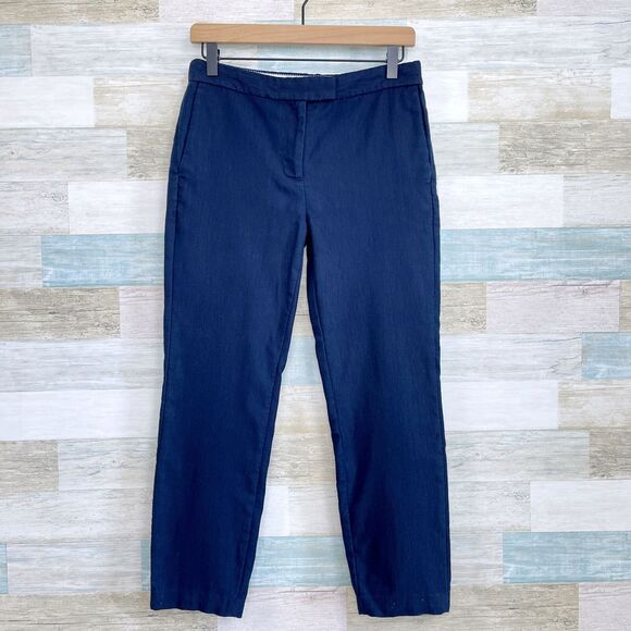 J Crew Ryder Slim Trouser Ankle Pants Navy Blue Stretch Career Office Womens 4 - Picture 1 of 8